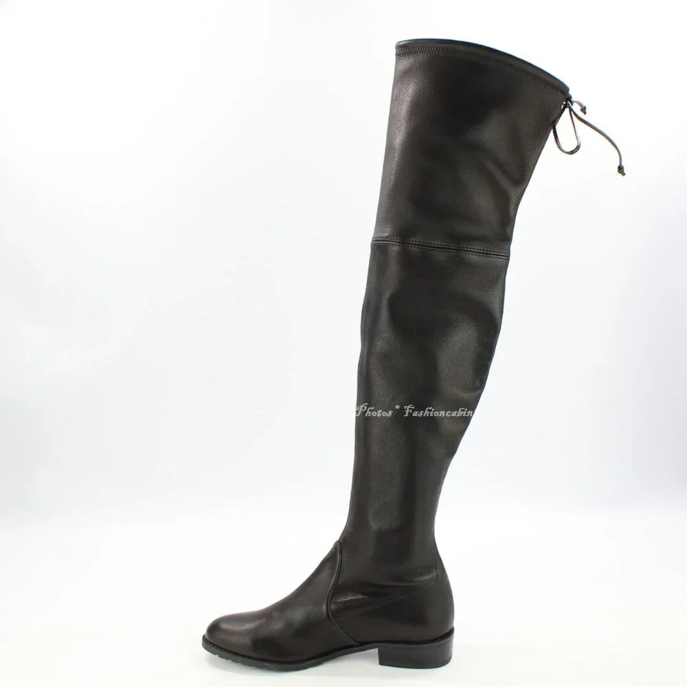 NEW Stuart Weitzman Lowland Over-the-Knee Boots-Black Leather – Small Feet